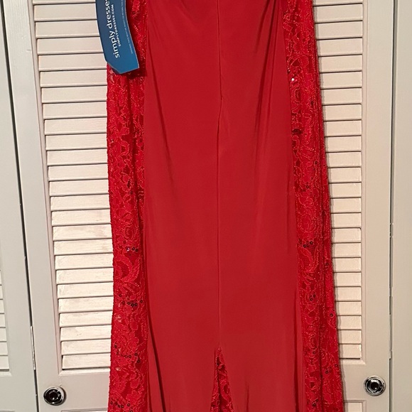 New Floor Length Gown, melon color with lace, design by Sally. - Picture 3 of 3